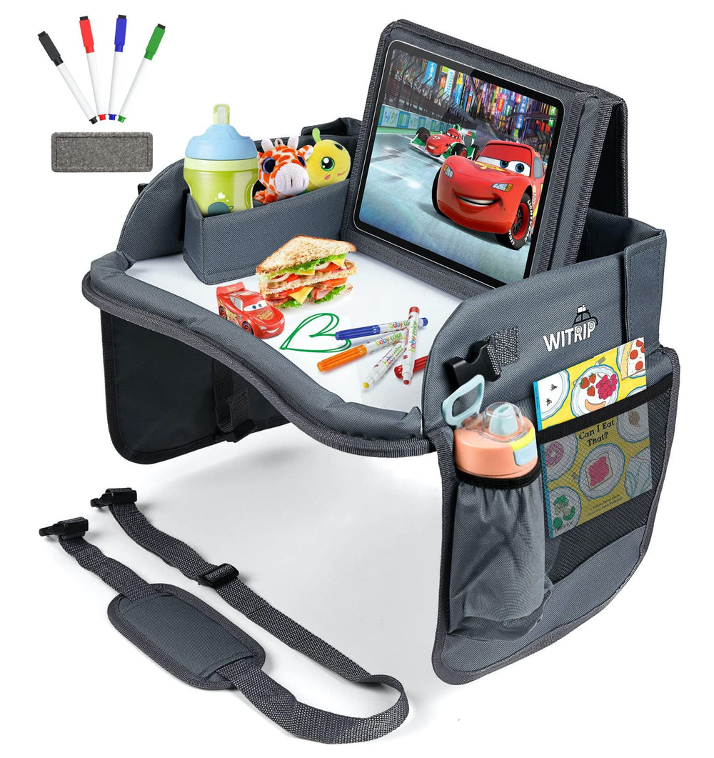 WITRIP Kids Travel Tray with dry erase board on car seat for road trips