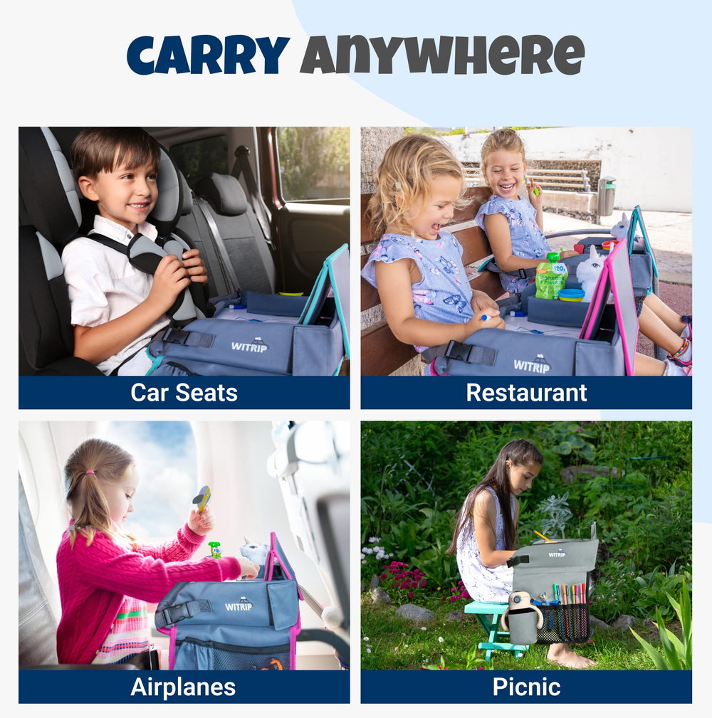 WITRIP lap desk fits securely on car seats for drawing and meals