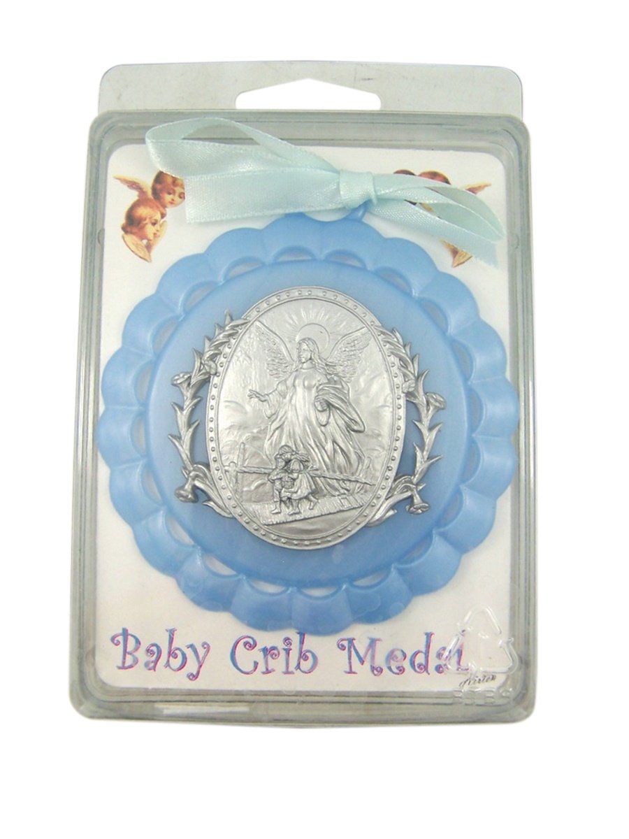 WJH moulded acrylic blue crib medal offers durable, lightweight decor for busy nurseries.