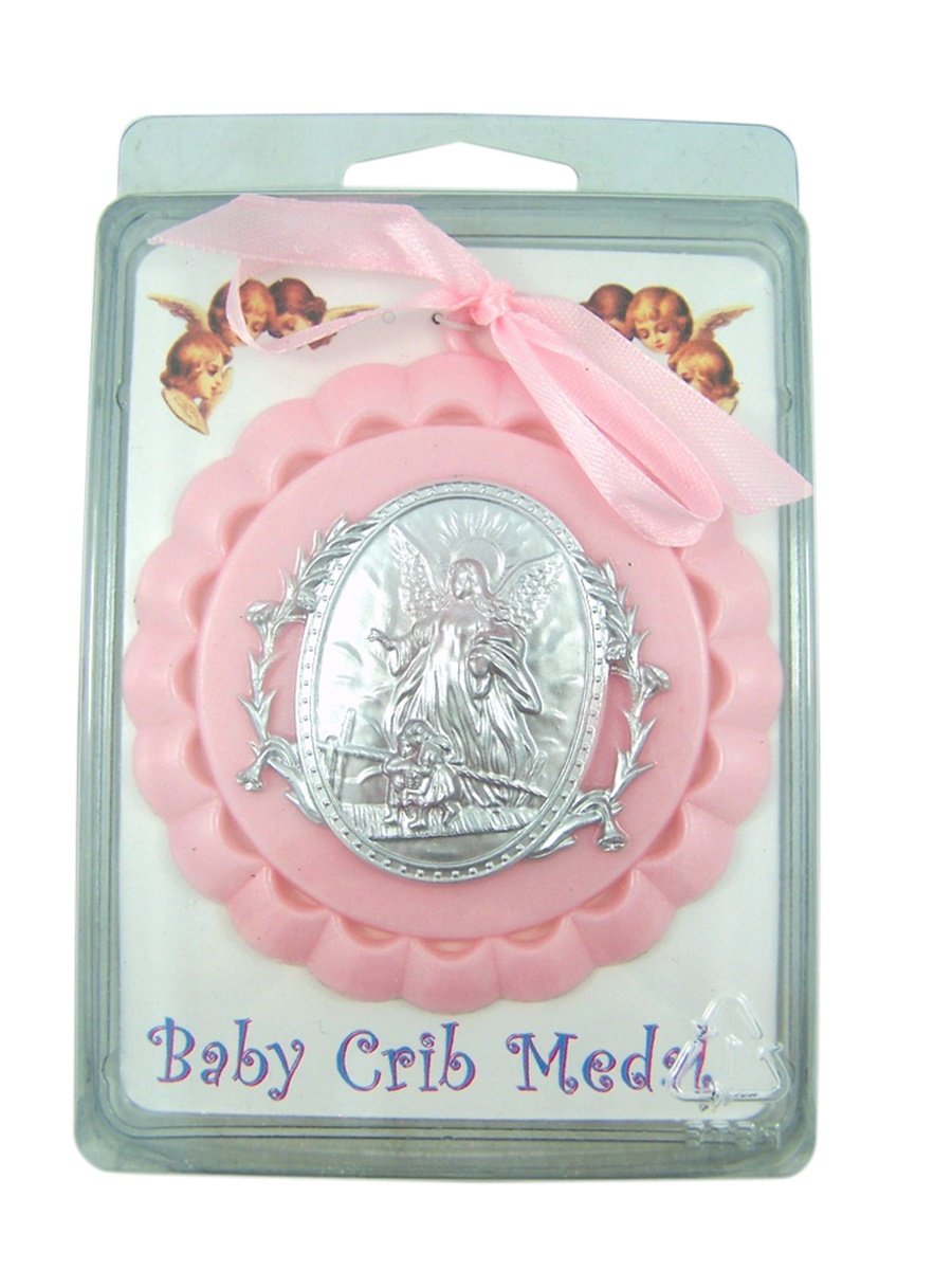 WJH pink guardian angel crib decor enhances nursery ambiance