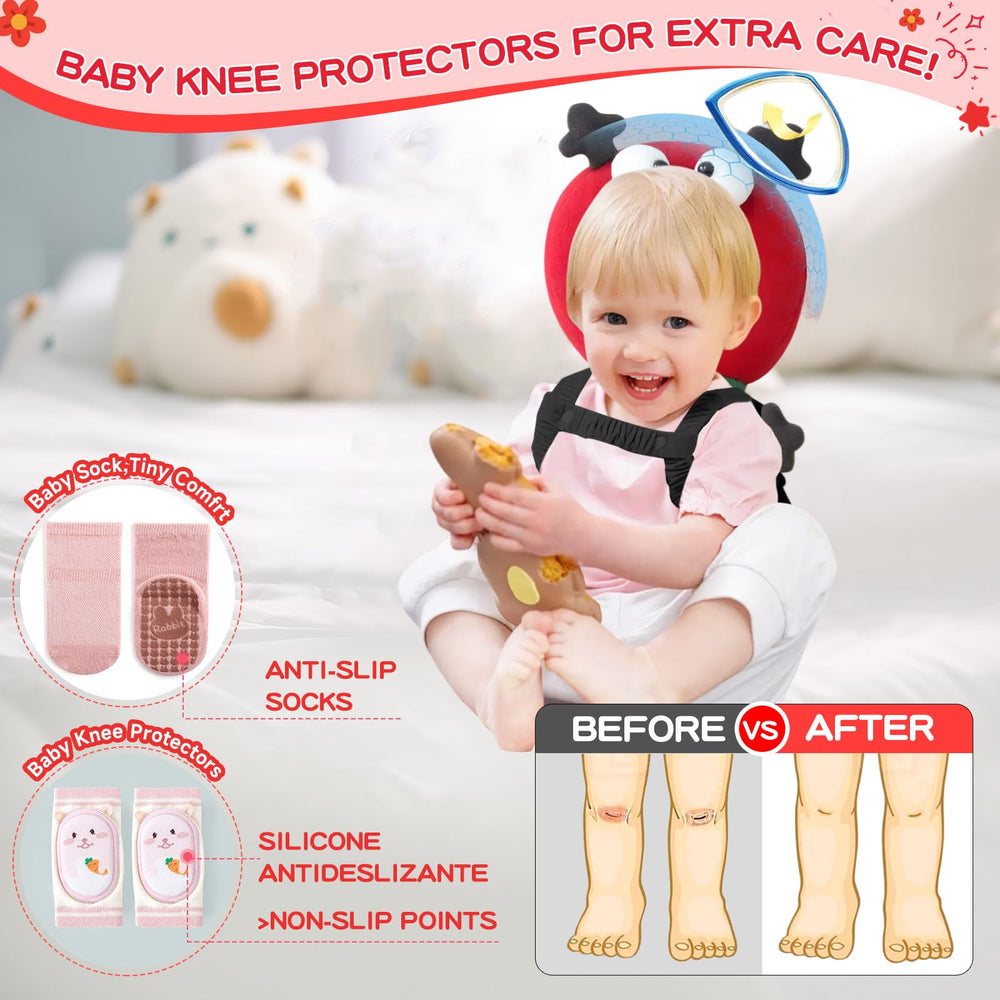 Adjustable plush shoulder straps on the WKC baby protection gear