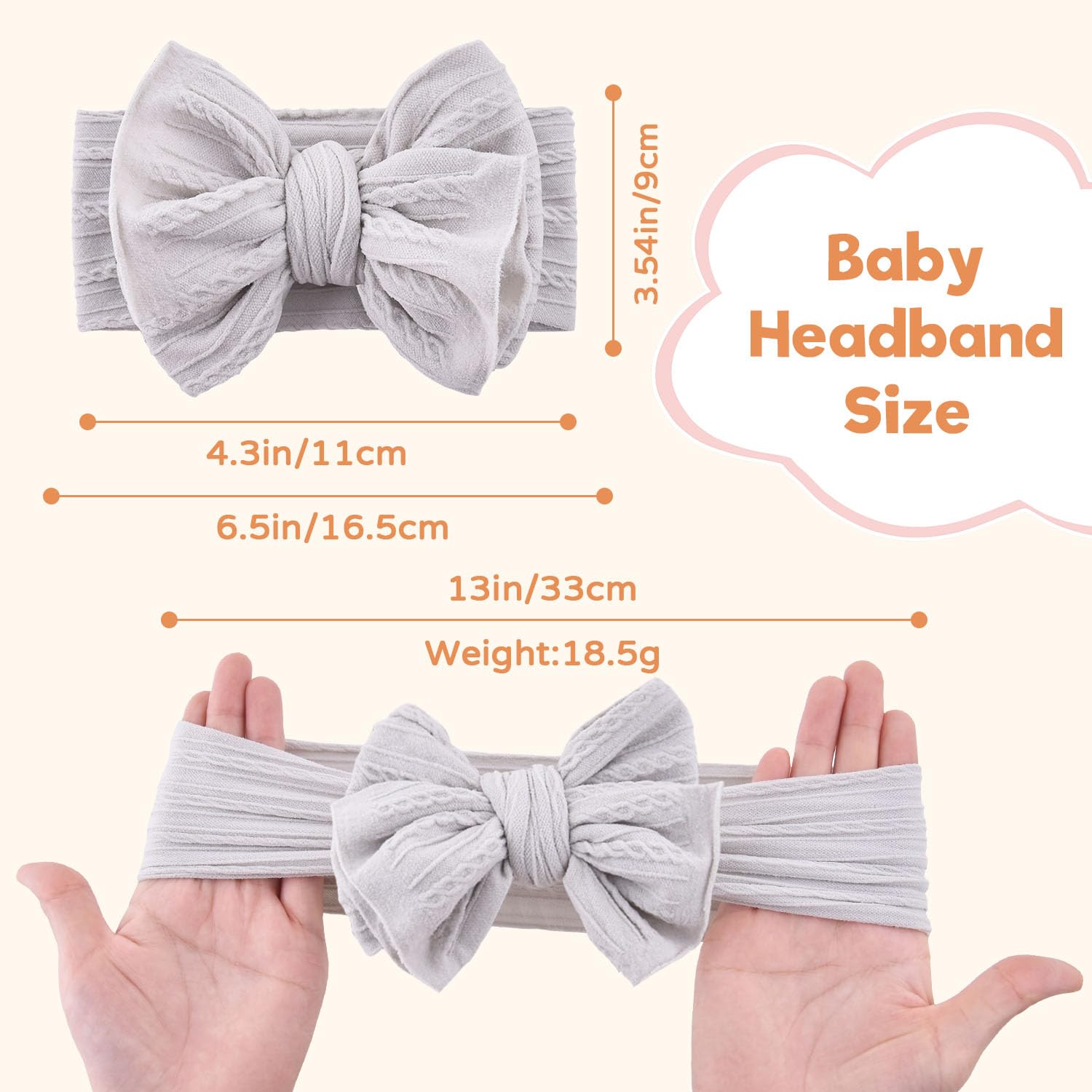 WKJHO nylon headbands provide a secure, comfortable fit with soft, cable-knit texture.