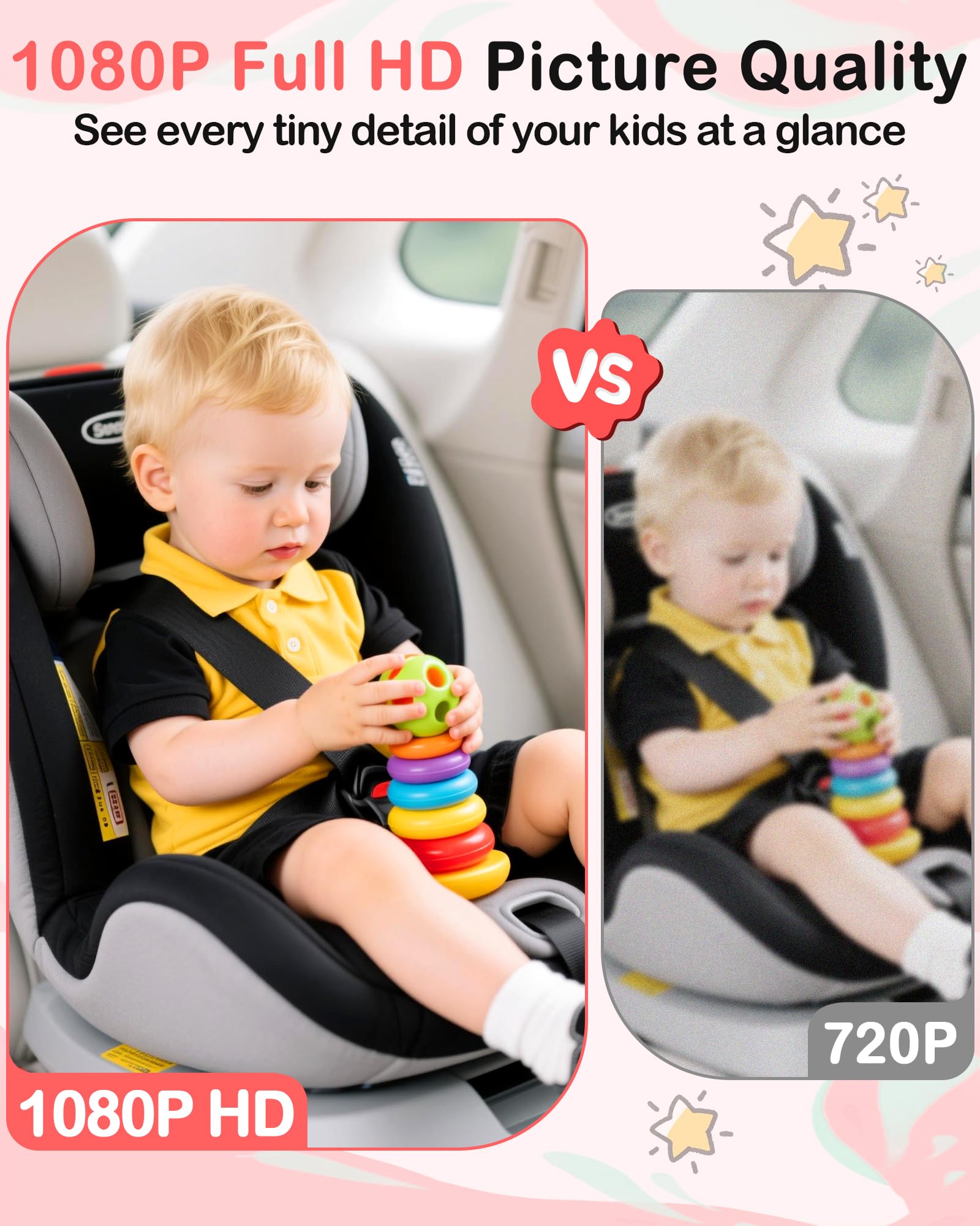 Wkzay 150-degree wide-angle lens minimizes blind spots during drives.