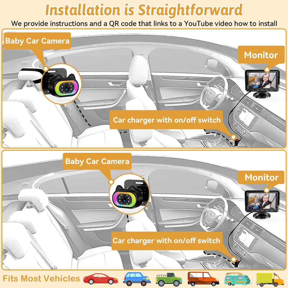 Wkzay compact design mounts to headrest with minimal distraction