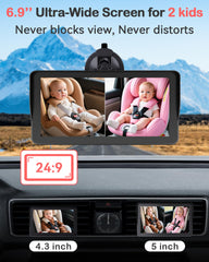 Wkzay split-screen monitor delivers clear 1080p images for two children on the road.