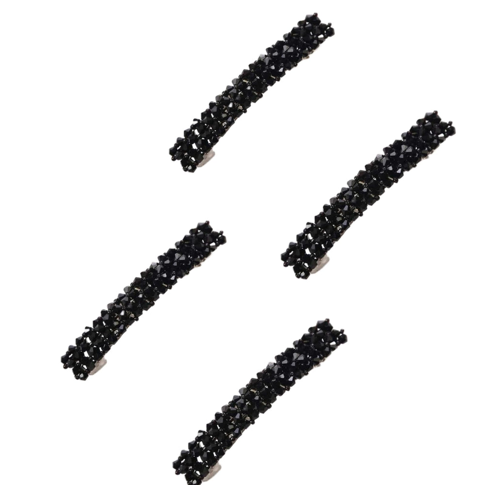 WLngtv 4Pcs black hair clips with rhinestones offer elegant sparkle and secure daily hold