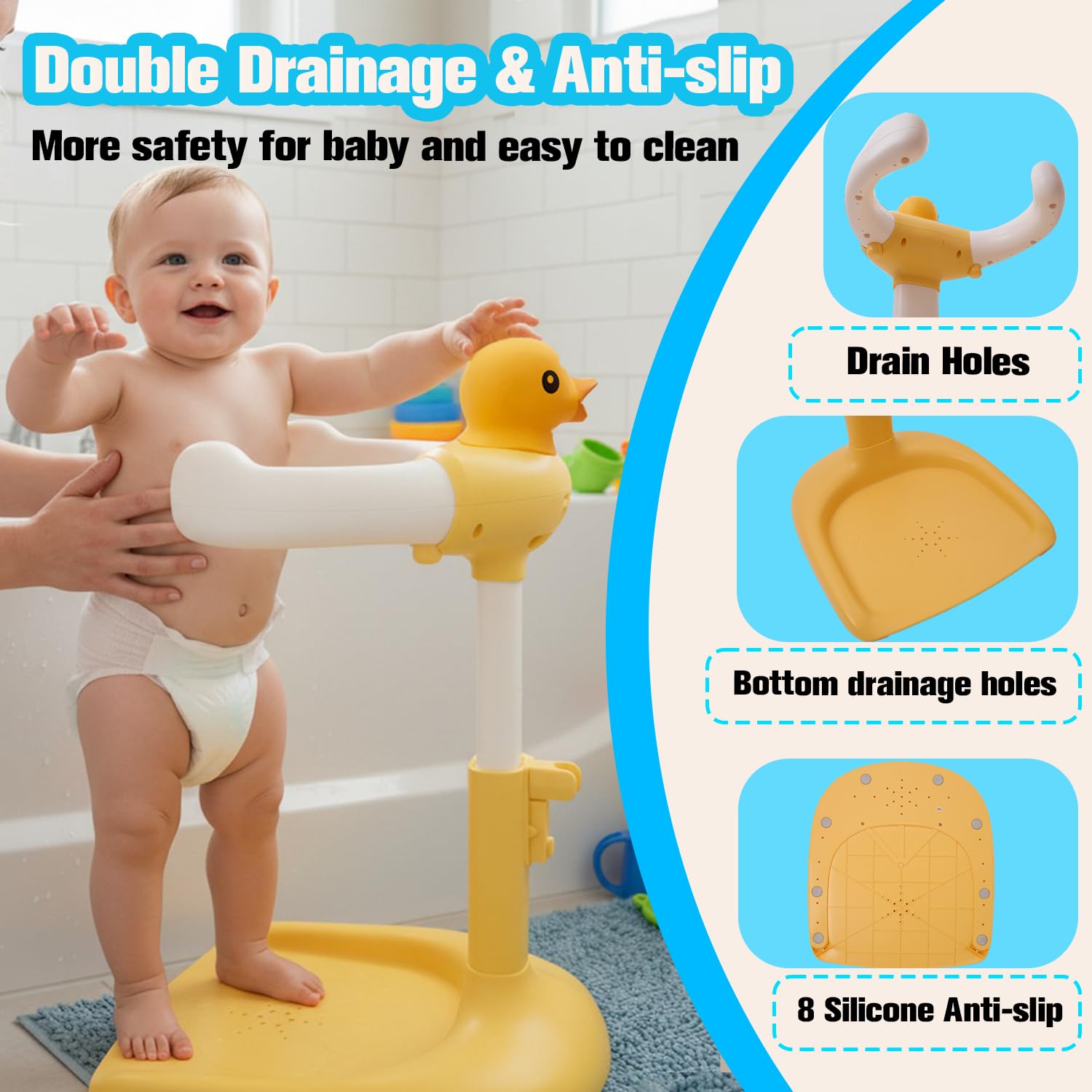 Wmaiwei height-adjustment stand grows with baby from 6 to 36 months.