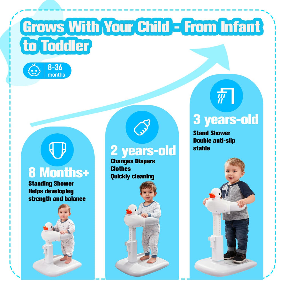 Wmaiwei lightweight stand is easy to move and store after bath time.