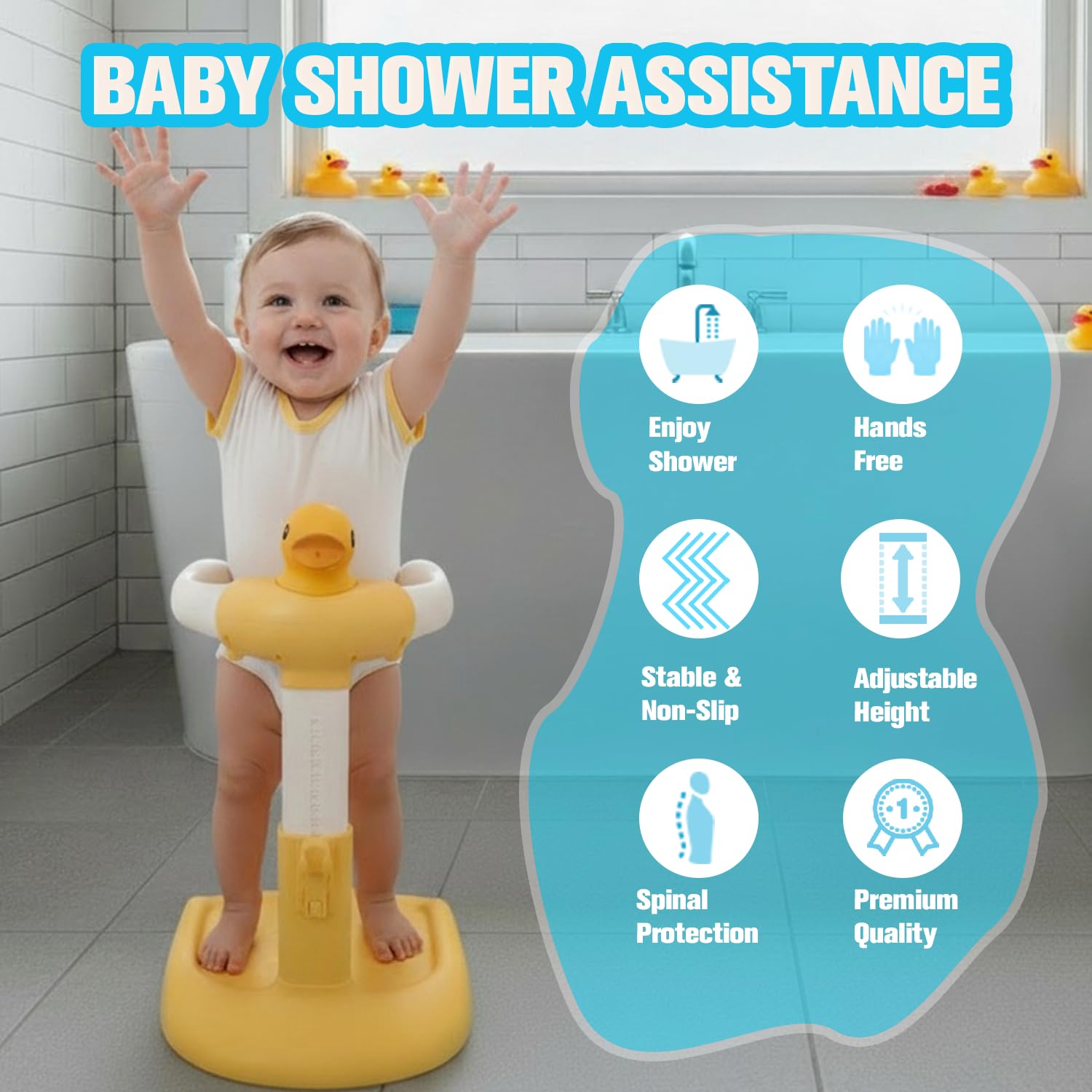 Wmaiwei tool-free assembly saves time during busy bath routines.