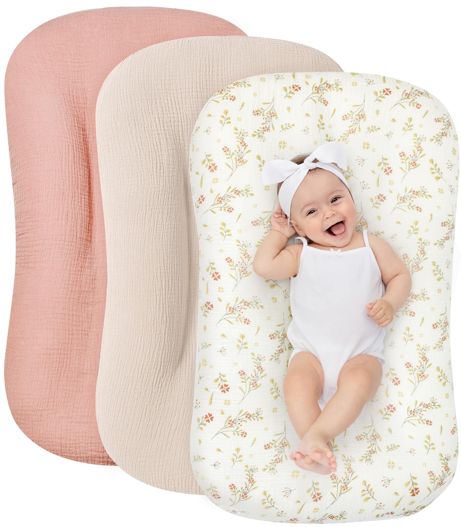 WNATN muslin baby lounger cover fits most loungers with a soft breathable texture.