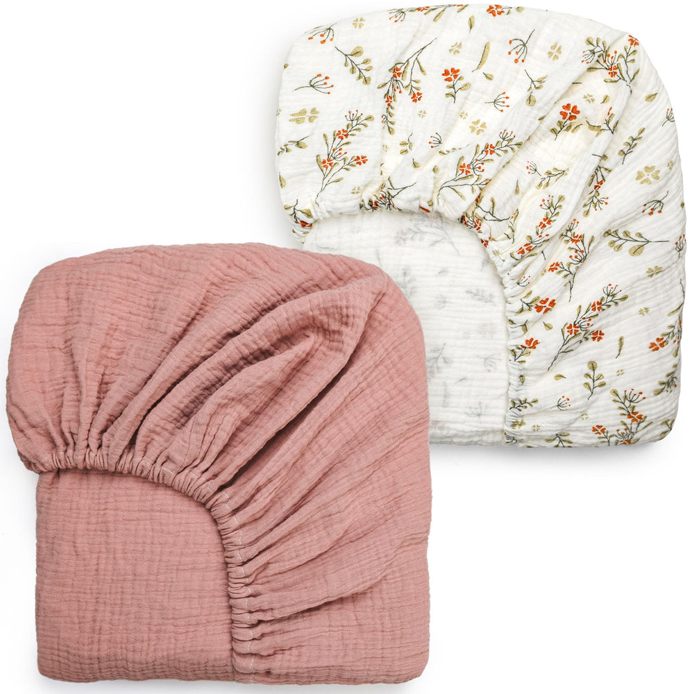 WNATN muslin crib sheets 2-pack offer a soft, breathable sleep surface.