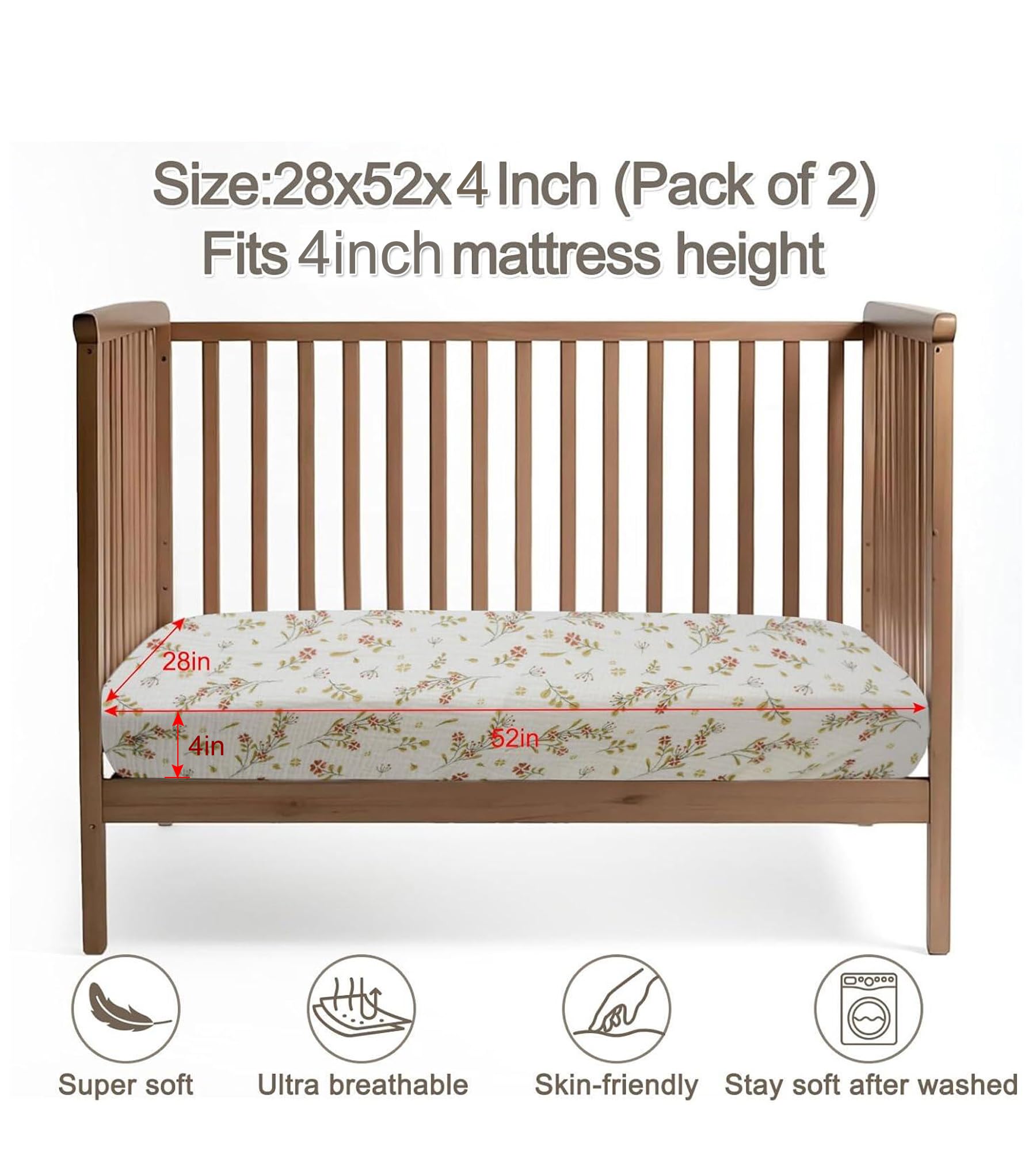 Natural muslin cotton is gentle on sensitive skin for cozy sleep.
