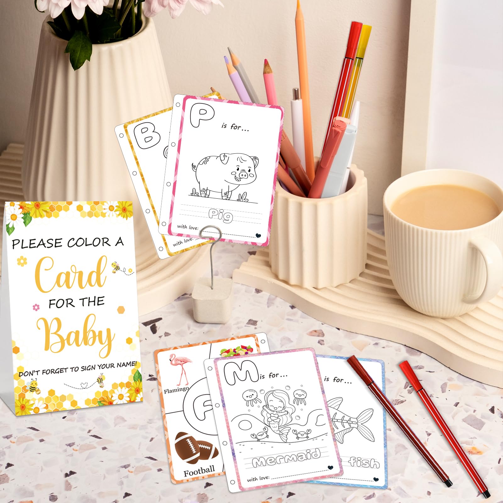 WNINK coloring pages A to Z offer learning through coloring for a playful shower activity.