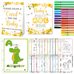 WNINK Baby's First ABC Book table sign brightens the shower and invites guests to color.