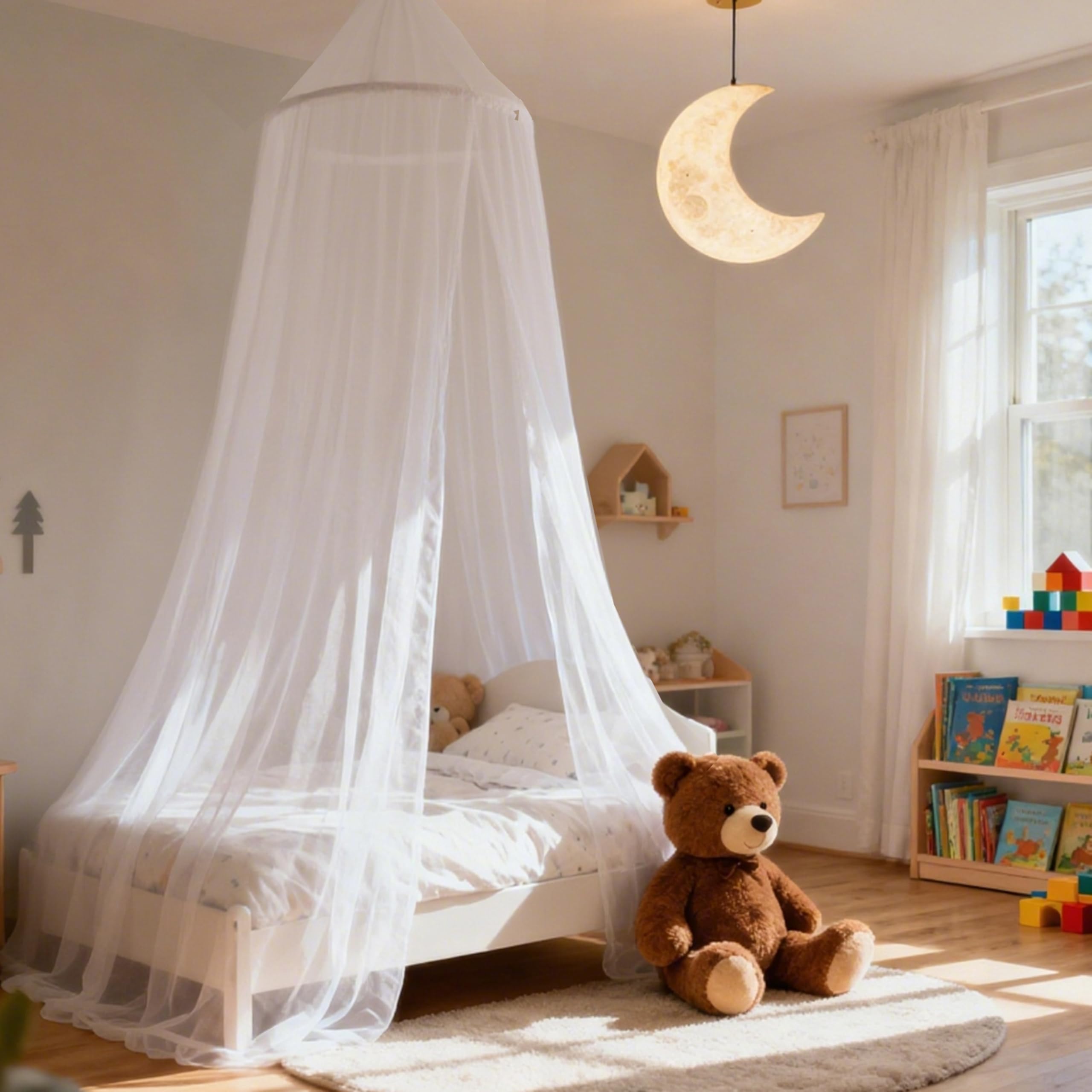 Wnqou girls' room canopy decor enhances a magical bedtime setting.
