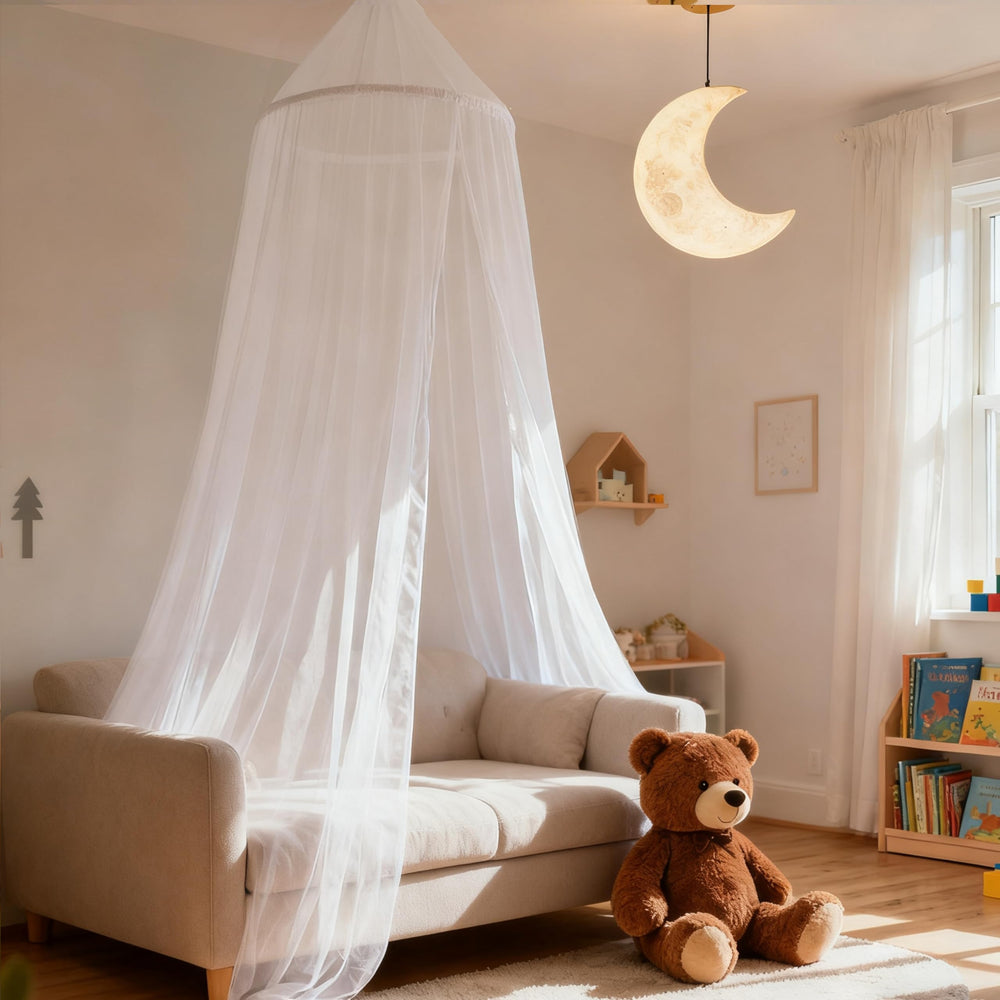 Wnqou princess canopy brightens the room for imaginative play.