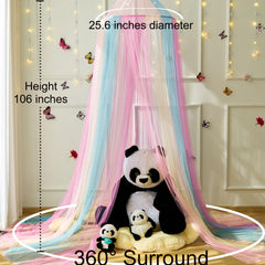 Wnqou Rainbow Bed Canopy draped over a bed offers a cozy decorative focal point
