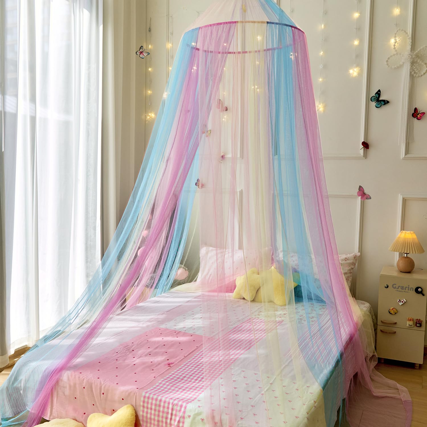 Wnqou Rainbow Bed Canopy room decor invites magical corners and playful ambiance