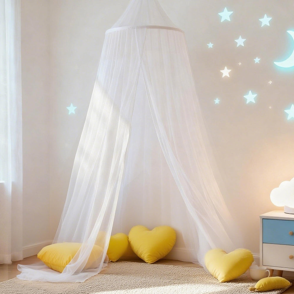 Wnqou two-tone pink purple canopy adds playful princess style to a kid's room.