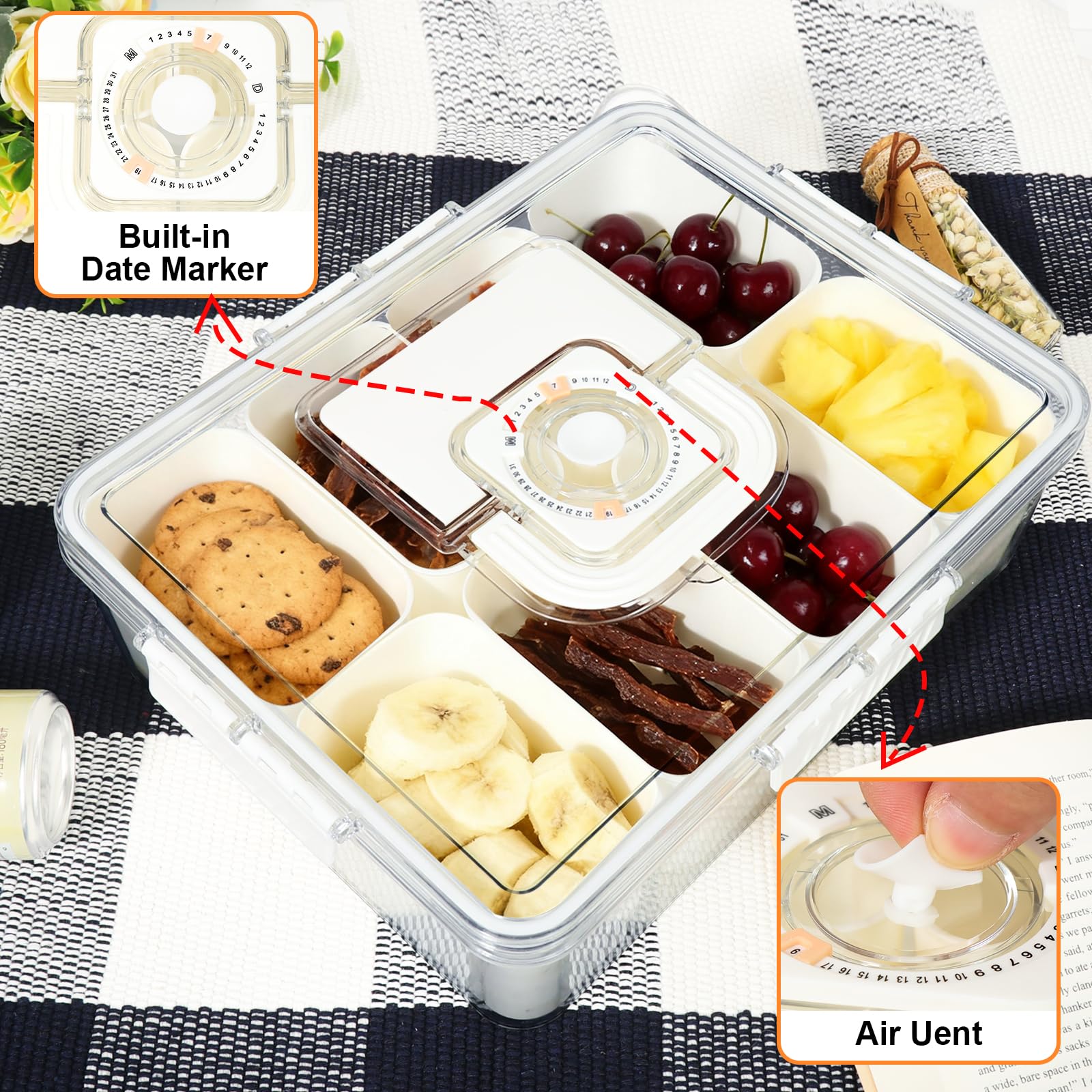 Wn's Day Snackle Box top features time marker for planning.