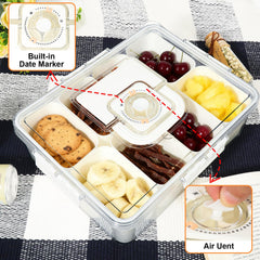 Wn's Day Snackle Box top features time marker for planning.