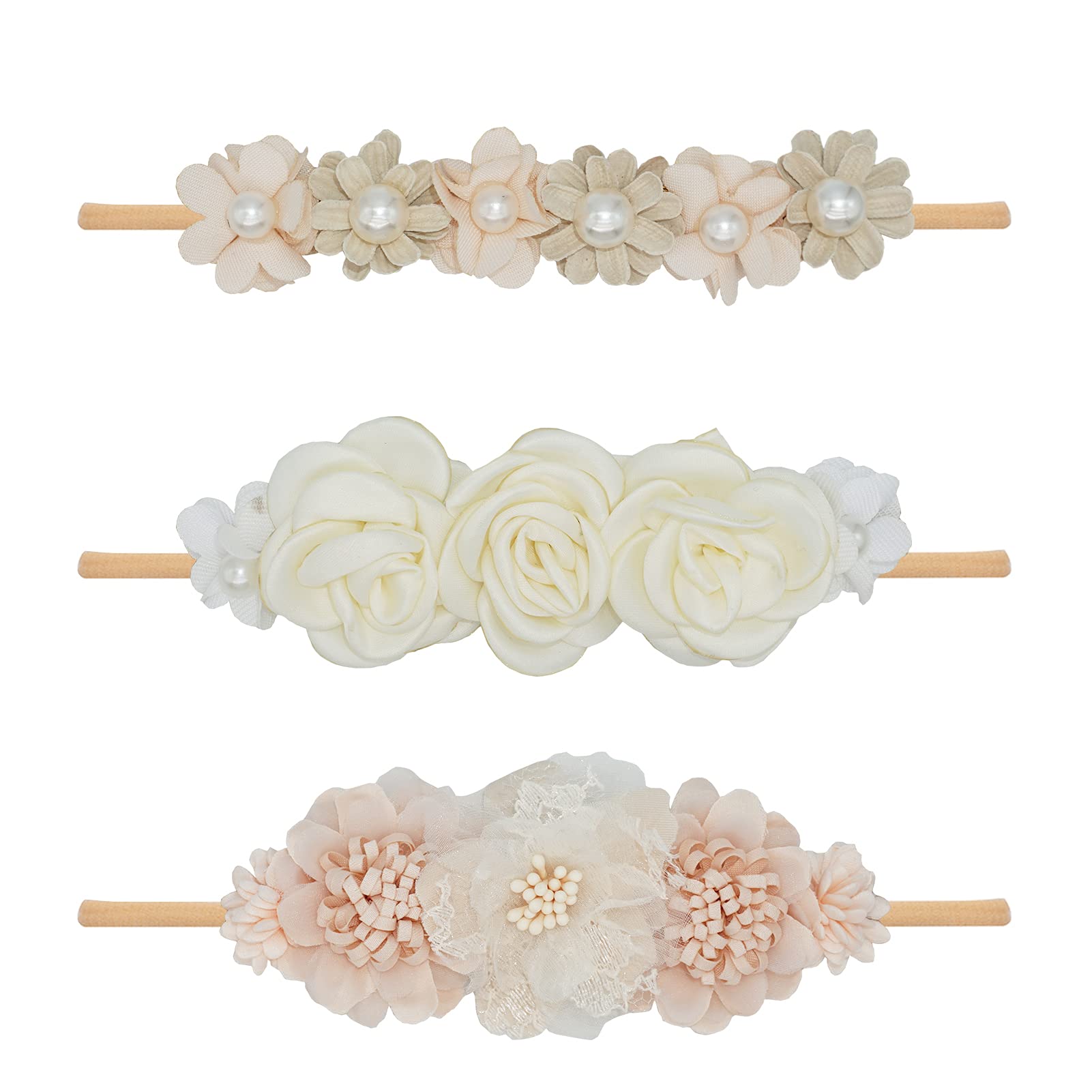 WNYUJOY three piece flower headbands set in varied colors for easy outfit matching