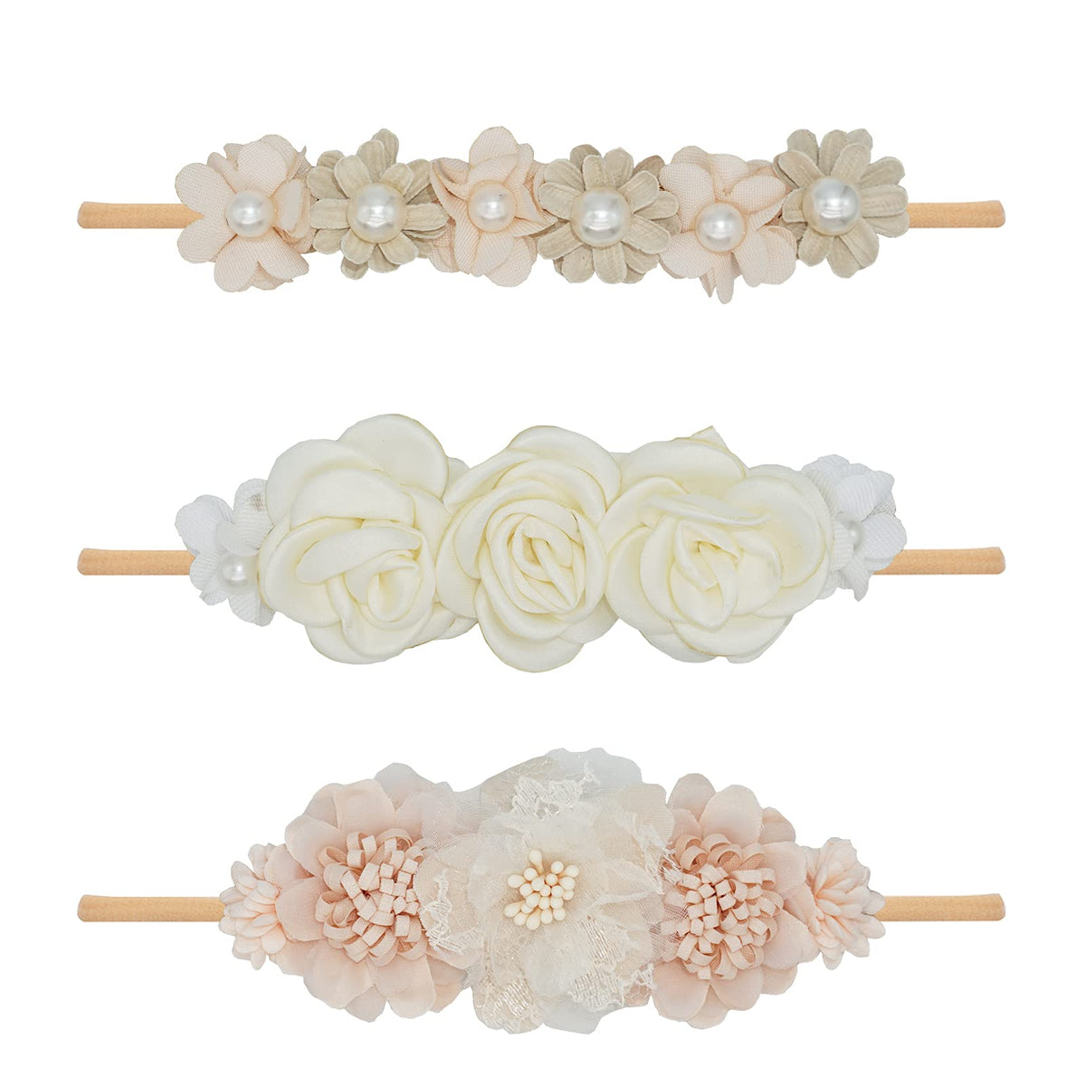 WNYUJOY three piece flower headbands set in varied colors for easy outfit matching
