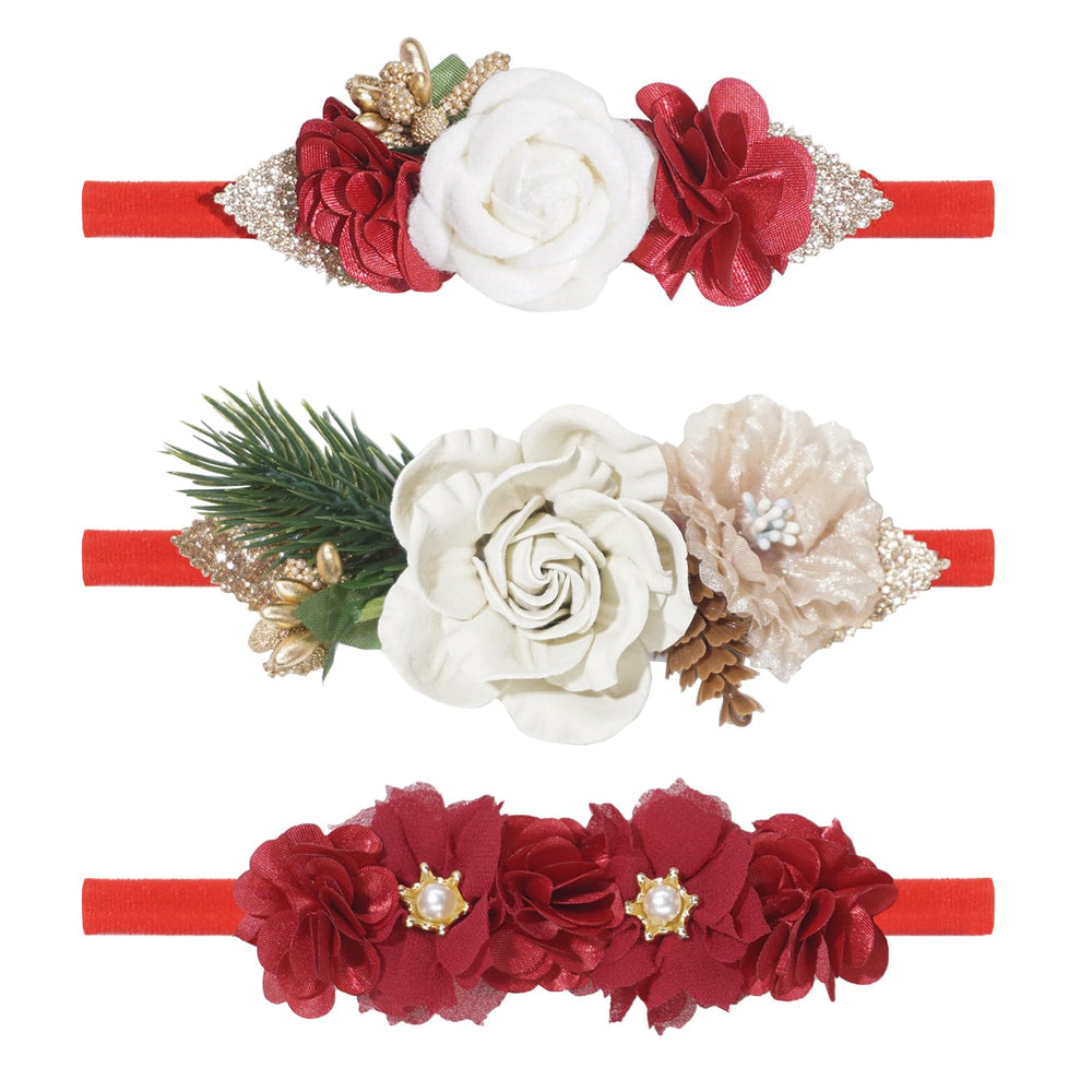 WNYUJOY three-pack baby flower headbands in vibrant colors for outfits