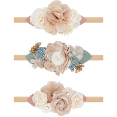 WNYUJOY flower headbands in pink palette on soft nylon band for newborns and toddlers