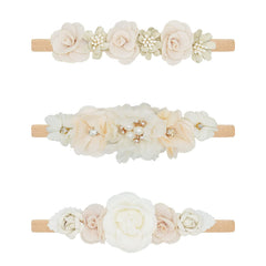 WNYUJOY flower headbands set in pink, peach, and lavender for stylish baby looks.