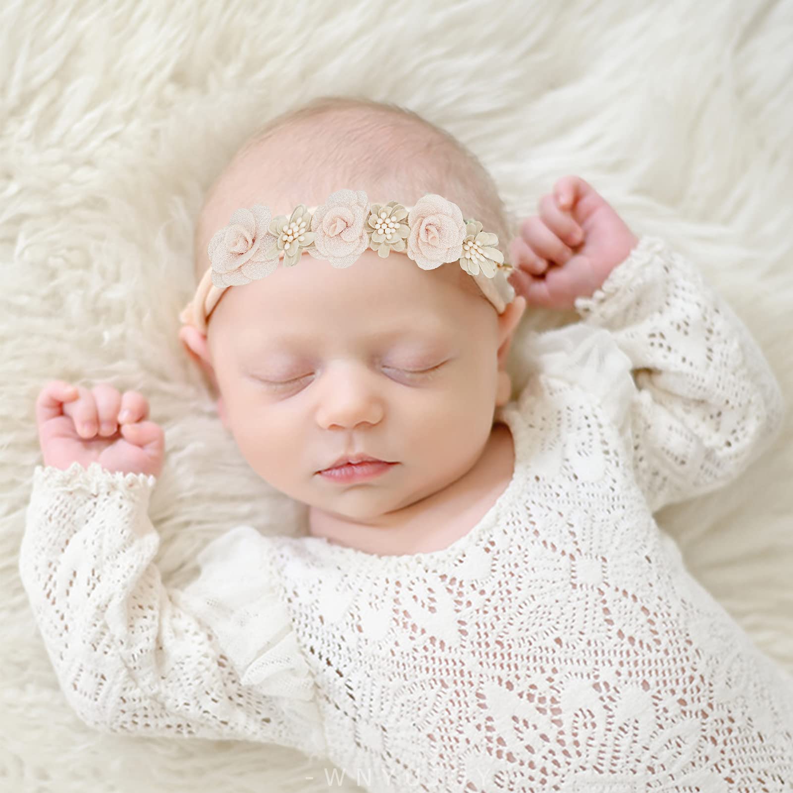 WNYUJOY stretchy nude nylon band provides growth-friendly comfort for growing heads.