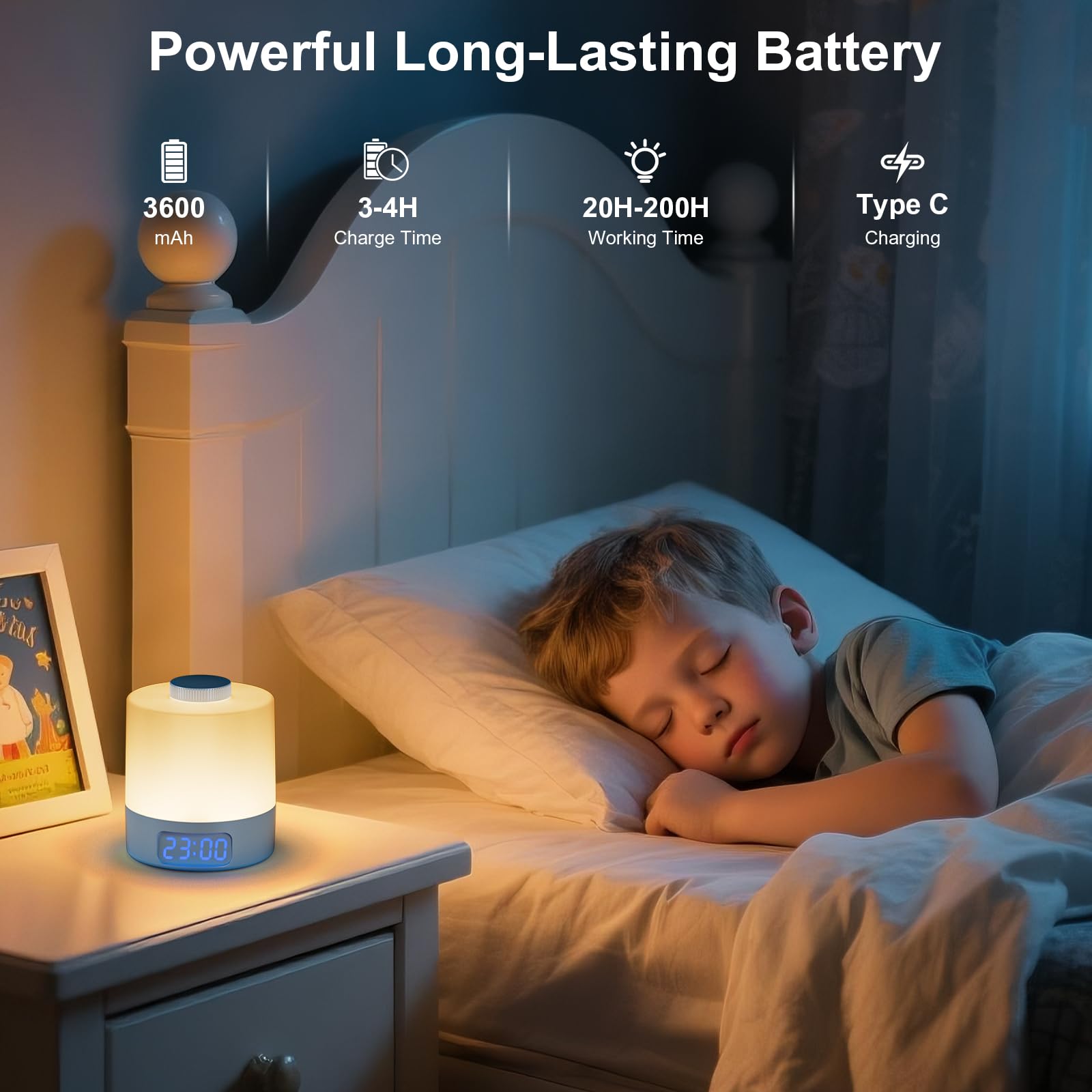 WOBANE Night Light portable bedside lamp fits desks, cribs, and nightstands.