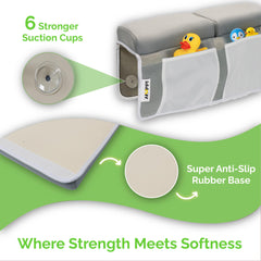 Wobbi kneeler with six suction cups ensures secure bathtub grip.