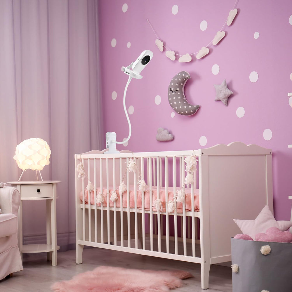 Wochel mount fits crib, shelf, or table for versatile placement.