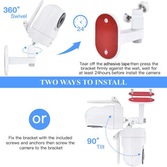 Wochel installation options include screws or adhesive tape.