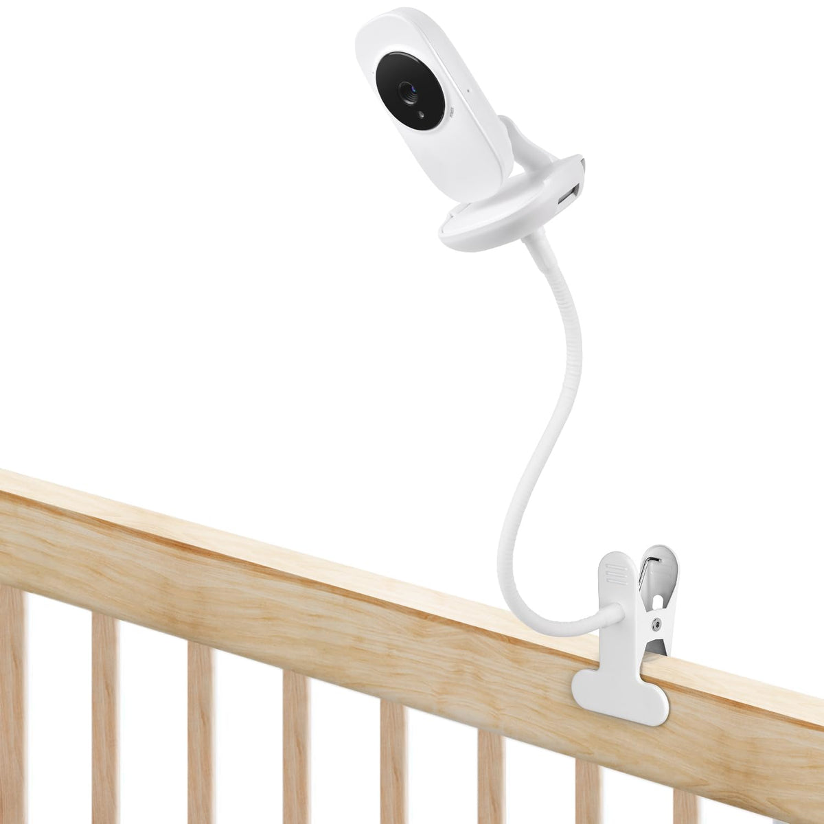Wochel VTech VM819 clip mount securely attaches to crib for stable monitoring.
