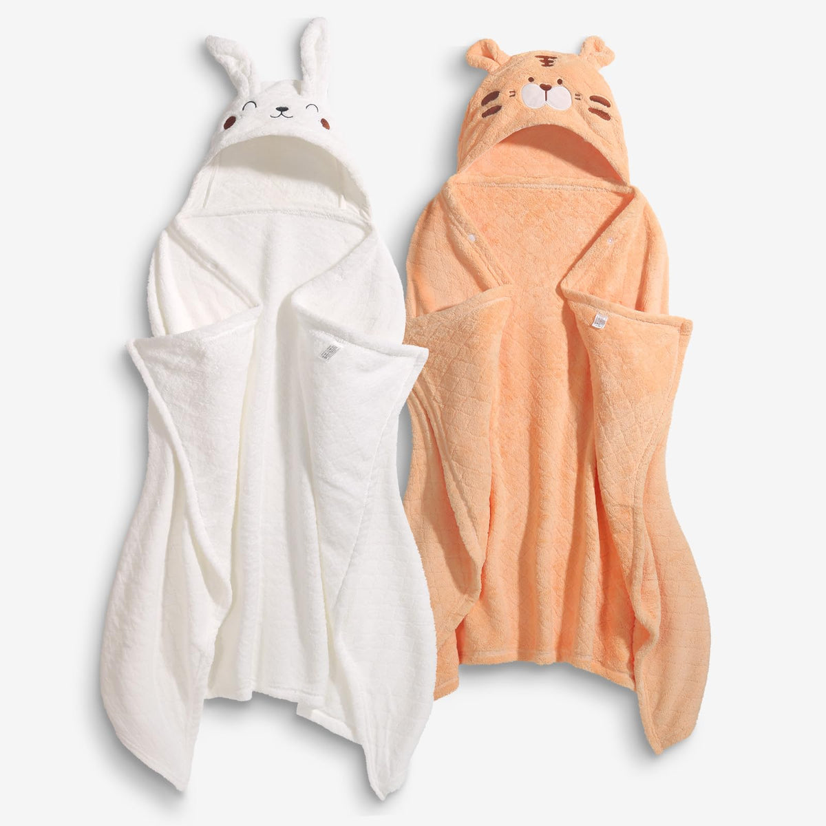 WODHOY toddler hooded towel with animal face keeps baby warm after bath.