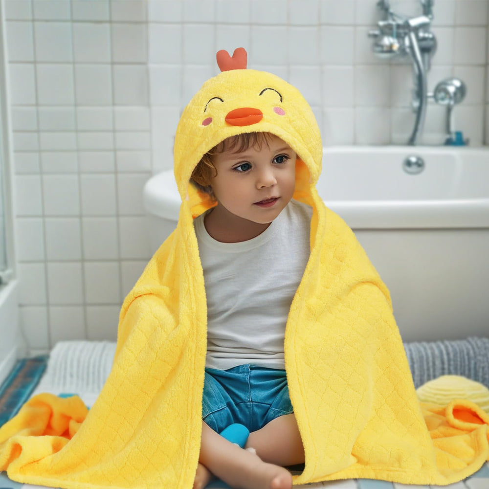 WODHOY towel shows two playful animal faces for cute, cozy bath moments.