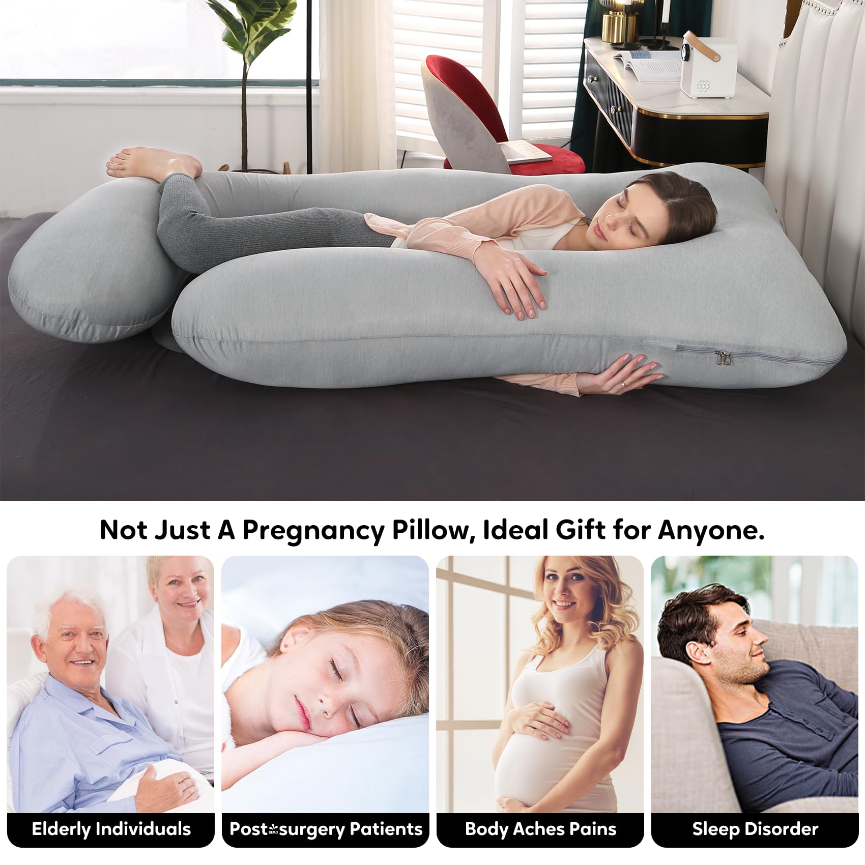 Wodsfay pillow with removable machine-washable cover for easy care.