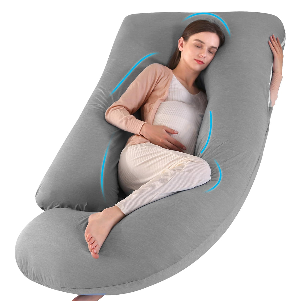 Wodsfay U-shaped pregnancy pillow front view demonstrates full-body sleep support.
