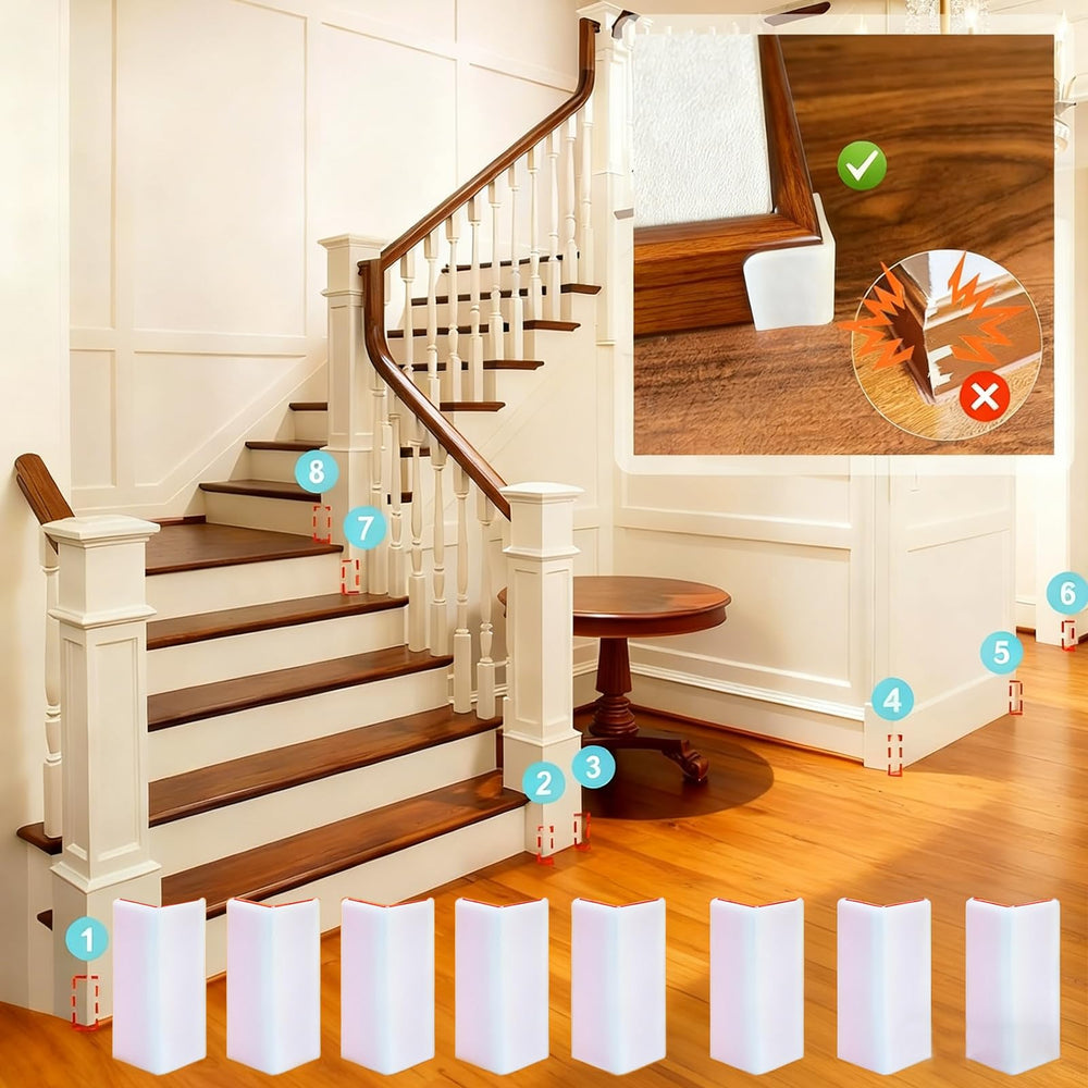 WOLAIYE corner guards fit curved surfaces for seamless protection around furniture.