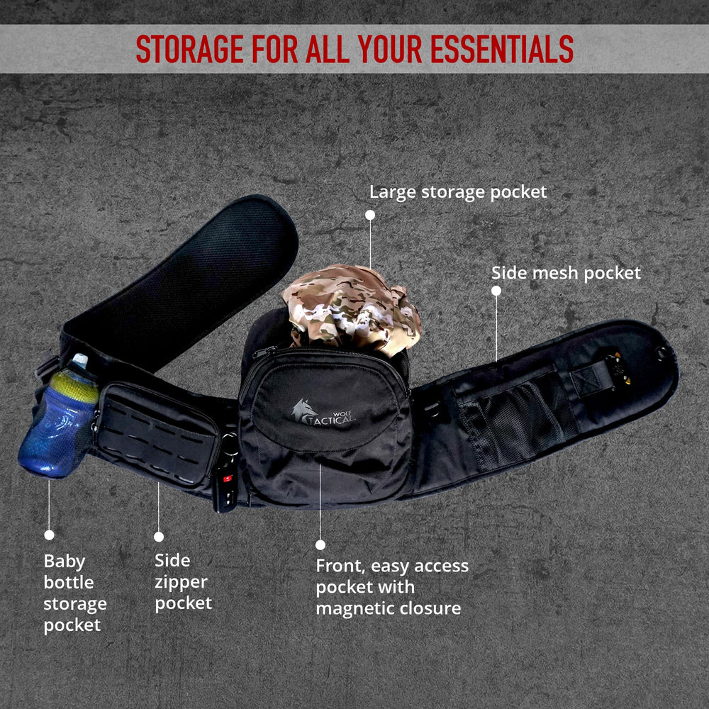 Wolf Tactical storage pockets hold diapers bottles keys for on-the-go