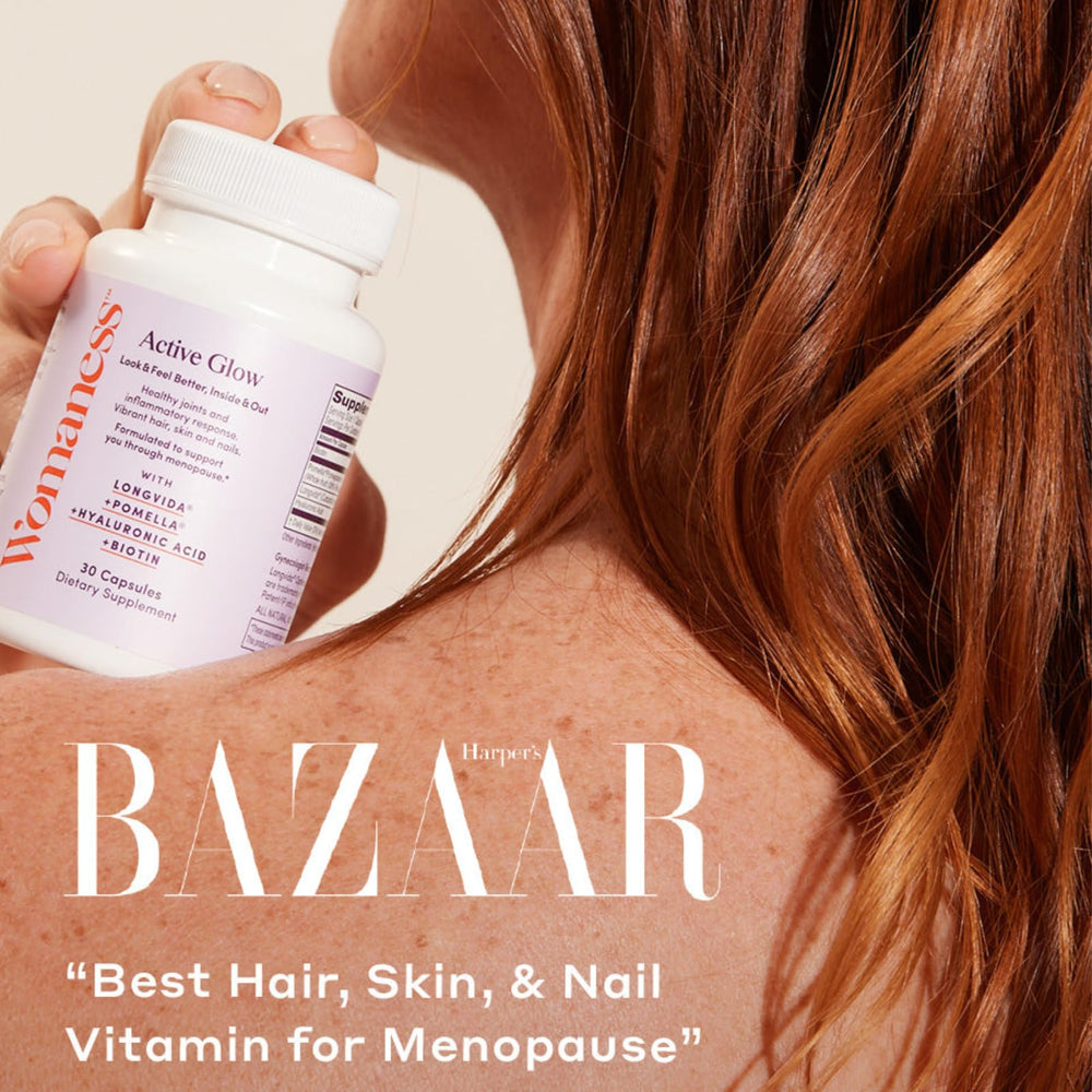 Lifestyle image showing hair, nails, and glow from use.
