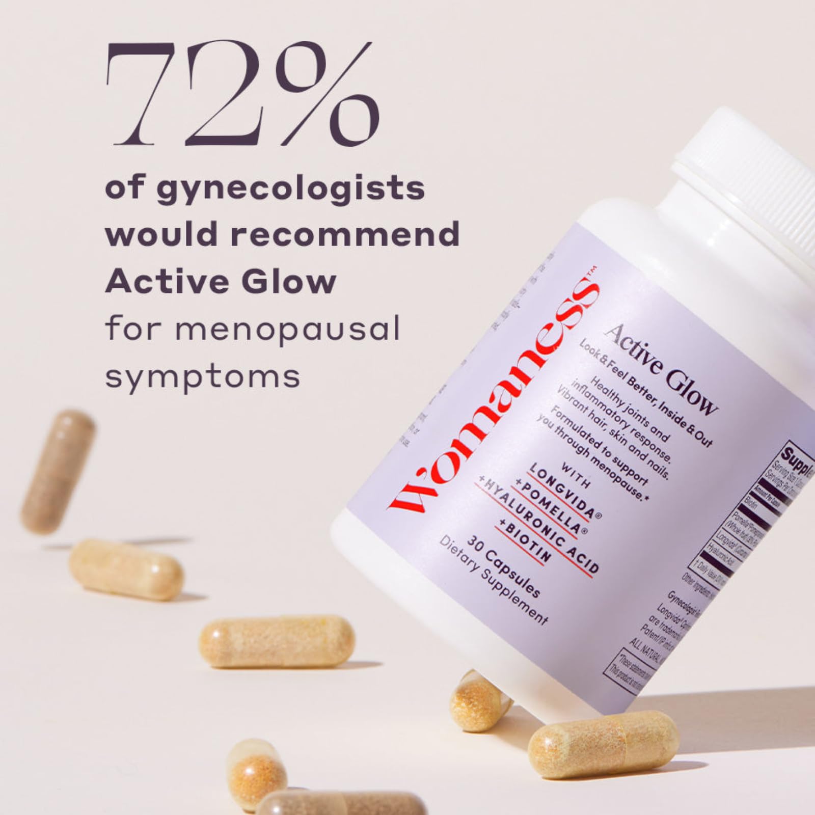 Vegan gluten-free icon on Active Glow packaging.