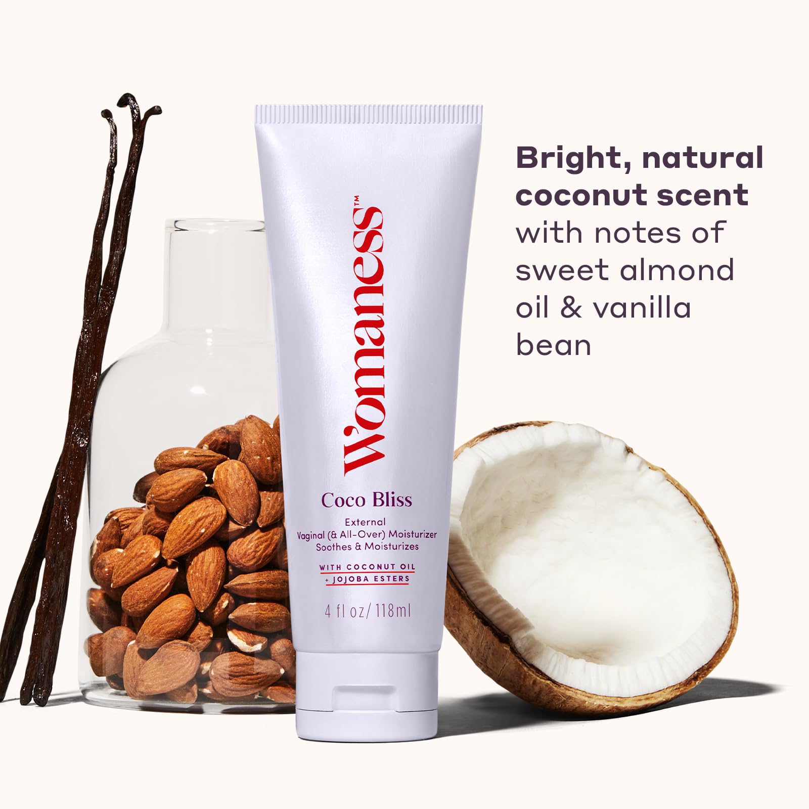 Creamy texture detail of Coco Bliss moisturizer for skin and intimate care