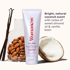 Creamy texture detail of Coco Bliss moisturizer for skin and intimate care