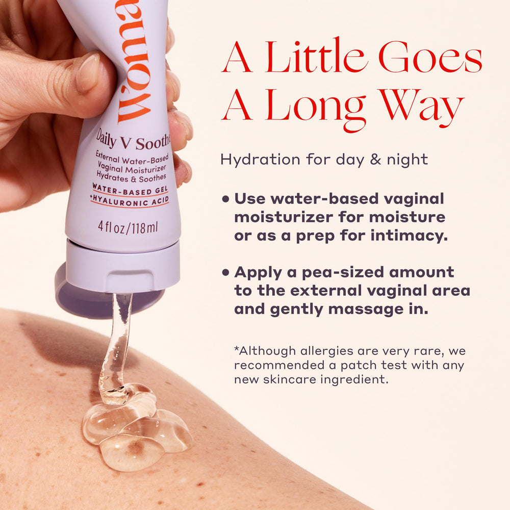 Womaness Daily V Soothe packaging view showing 4oz bottle