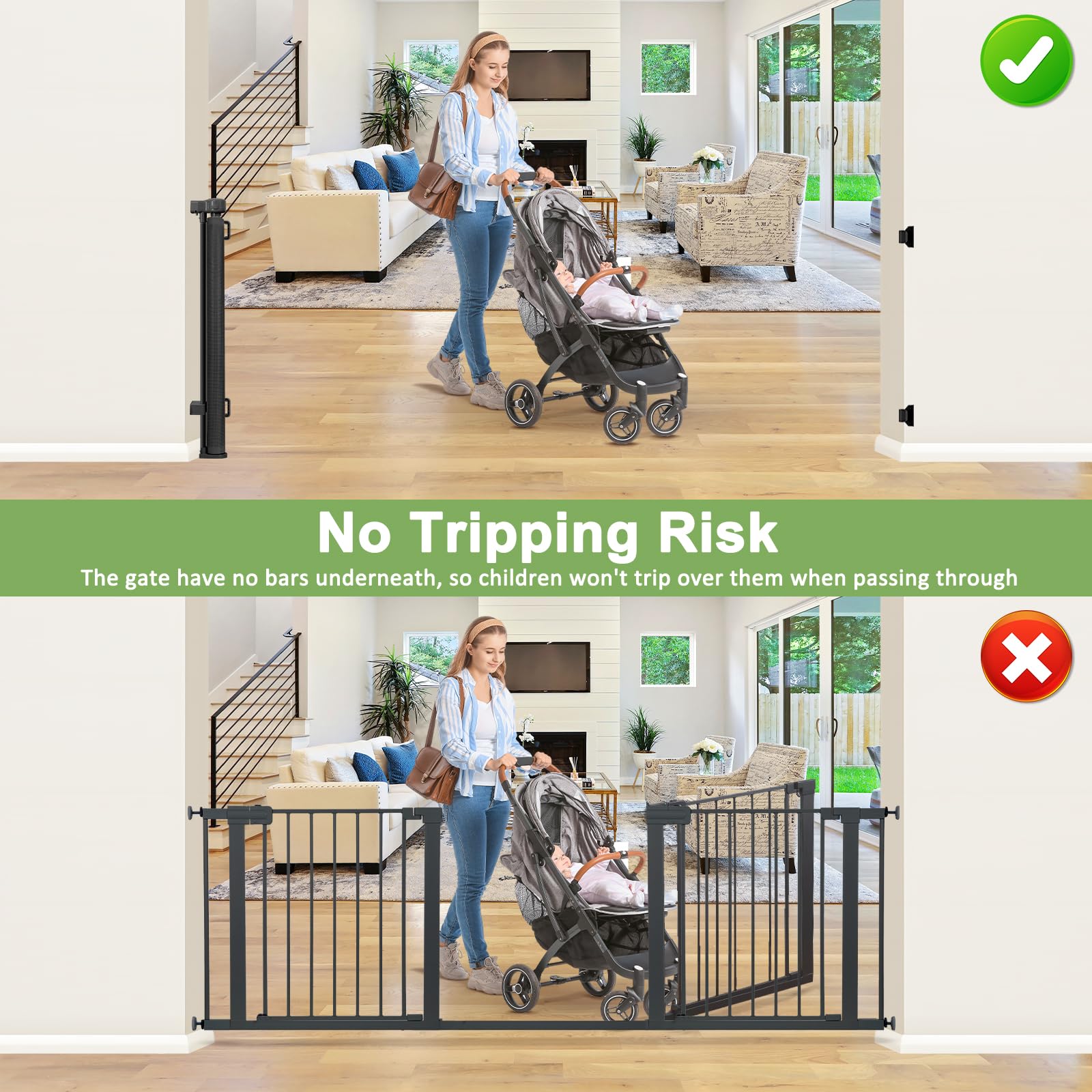 WOMHOM 33inch tall gate suitable for large openings up to 100inch