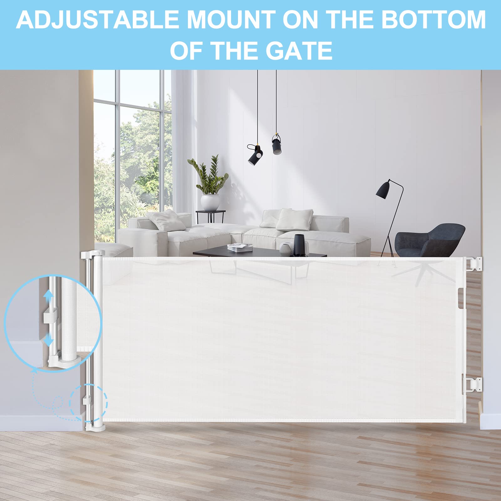 WOMHOM baseboard-adjustable mount, showing adaptable fit for different walls.
