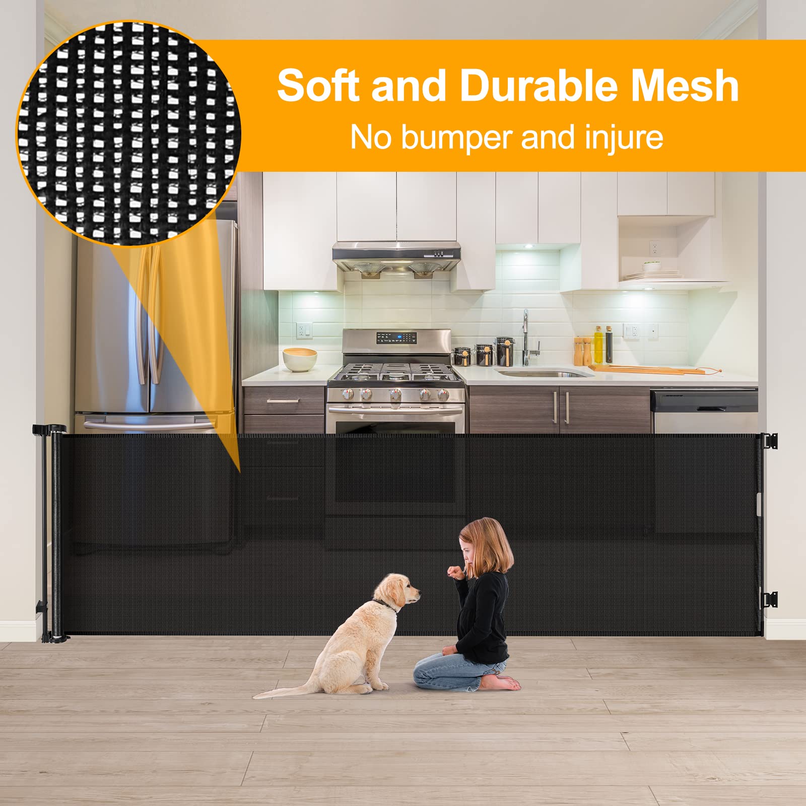 WOMHOM black mesh design blends with home decor while keeping kids and dogs safe.